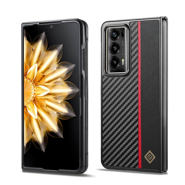 

For Honor Magic V2 LC.IMEEKE Carbon Fiber Leather Phone Case(Vertical Black)