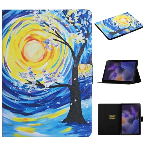 

For Samsung Galaxy Tab A9 Colored Drawing Pattern Horizontal Flip PU Tablet Case with Sleep / Wake-up Function(Starry Sky Tree)