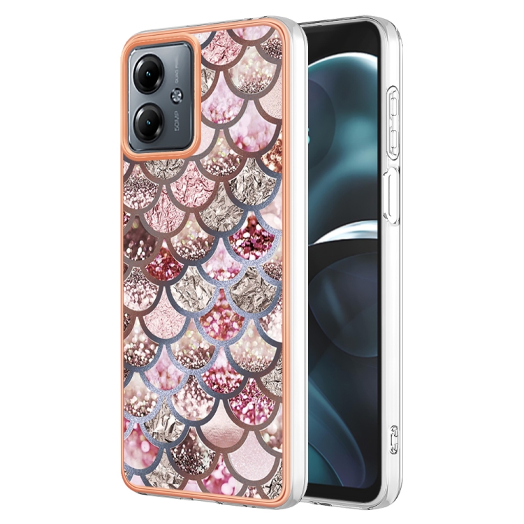 

For Motorola Moto G14 Electroplating IMD TPU Phone Case(Pink Scales)