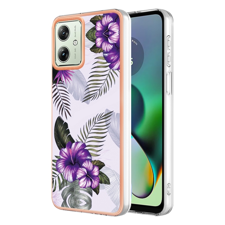 

For Motorola Moto G54 Electroplating IMD TPU Phone Case(Purple Flower)