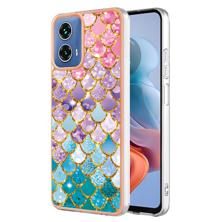 

For Motorola Moto G34 Electroplating IMD TPU Phone Case(Colorful Scales)