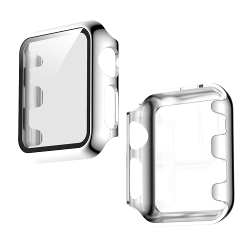 

For Apple Watch Series 3 & 2 & 1 42mm Electroplated PC Case + Tempered Film Integrated Protective Cover(Silver)