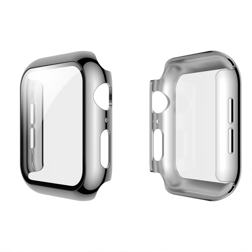 

For Apple Watch Series 5 & 4 40mm Electroplated PC Case + Tempered Film Integrated Protective Cover(Silver)