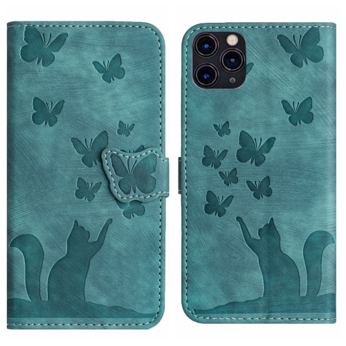 

For iPhone 11 Pro Max Butterfly Cat Embossing Flip Leather Phone Case(Wathet)