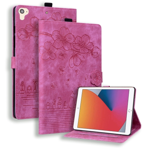 For iPad Pro 9.7 / 9.7 2018 / 2017 Cartoon Sakura Cat Embossed Smart Leather Tablet Case(Rose Red) lucid dream by jason yu dvd and gimmicks close up magic tricks card appear from frame illusions fun visual magic magician fun