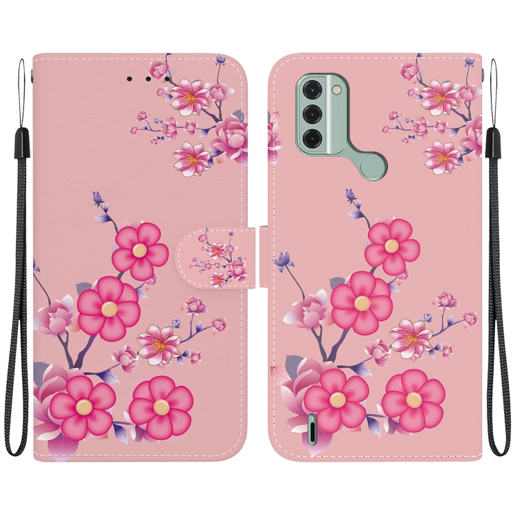 

For Nokia C31 Crystal Texture Colored Drawing Leather Phone Case(Cherry Blossoms)
