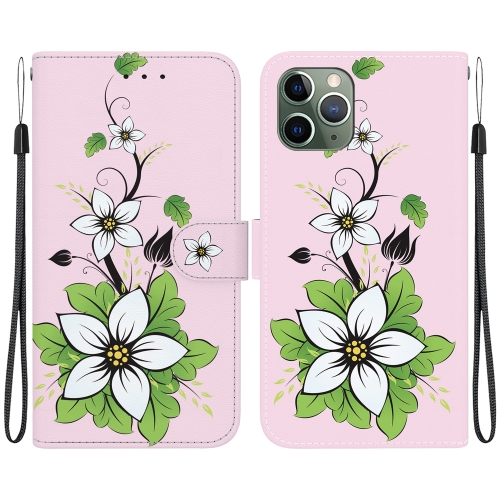 

For iPhone 11 Pro Crystal Texture Colored Drawing Leather Phone Case(Lily)