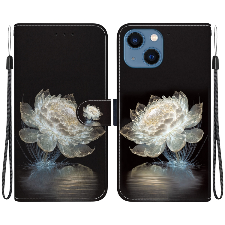 

For iPhone 13 mini Crystal Texture Colored Drawing Leather Phone Case(Crystal Peony)