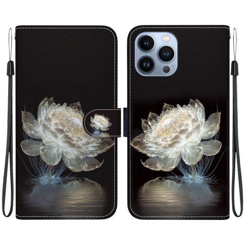 

For iPhone 13 Pro Crystal Texture Colored Drawing Leather Phone Case(Crystal Peony)