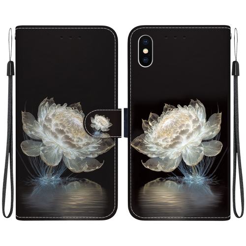 

For iPhone XS / X Crystal Texture Colored Drawing Leather Phone Case(Crystal Peony)