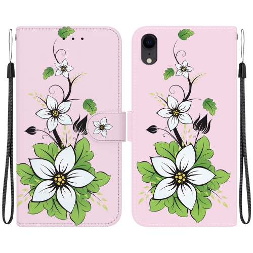 

For iPhone XR Crystal Texture Colored Drawing Leather Phone Case(Lily)