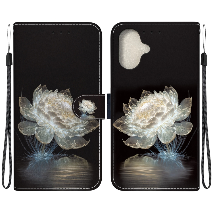 

For iPhone 16 Crystal Texture Colored Drawing Leather Phone Case(Crystal Peony)