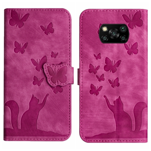 

For Xiaomi Poco X3 / X3 NFC / X3 Pro Butterfly Cat Embossing Flip Leather Phone Case(Pink)