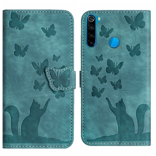 

For Xiaomi Redmi Note 8 Butterfly Cat Embossing Flip Leather Phone Case(Wathet)