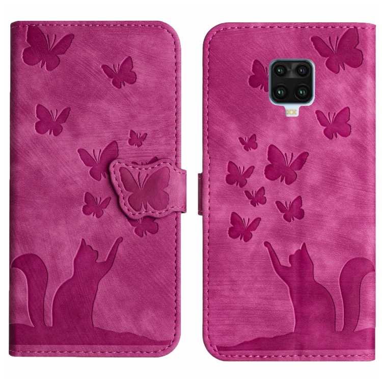 

For Xiaomi Redmi Note 9 Pro Butterfly Cat Embossing Flip Leather Phone Case(Pink)
