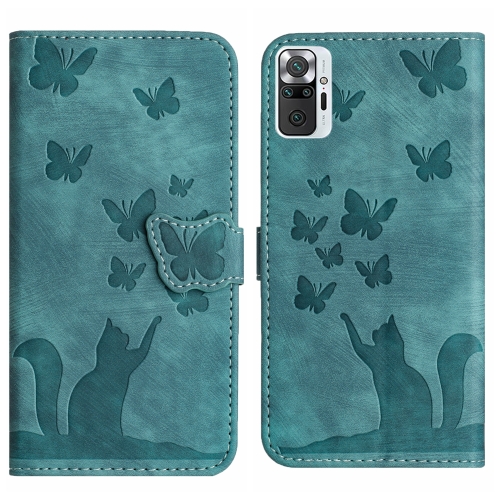 

For Xiaomi Redmi Note 10 Pro Butterfly Cat Embossing Flip Leather Phone Case(Wathet)