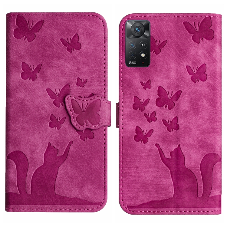 

For Xiaomi Redmi Note 11 Pro 4G/5G Global Butterfly Cat Embossing Flip Leather Phone Case(Pink)
