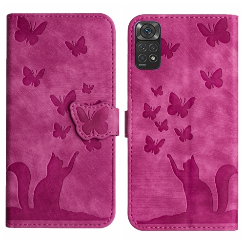 

For Xiaomi Redmi Note 11/Note 12S 4G Global Butterfly Cat Embossing Flip Leather Phone Case(Pink)