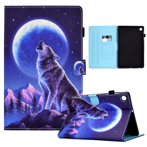 

For Samsung Galaxy Tab A9+ Colored Drawing Smart Leather Tablet Case(Night Wolf)