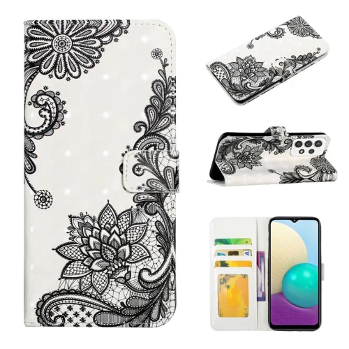 

For Samsung Galaxy A33 Oil Embossed 3D Drawing Leather Phone Case(Lace Flower)