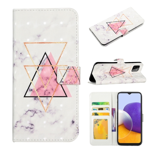 

For Samsung Galaxy A22 5G Oil Embossed 3D Drawing Leather Phone Case(Triangular Marble)