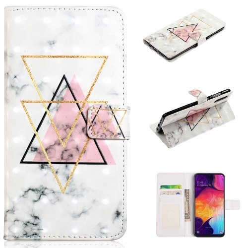 

For Samsung Galaxy A02 Oil Embossed 3D Drawing Leather Phone Case(Triangular Marble)