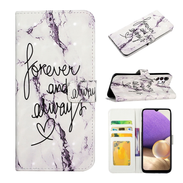 

For Samsung Galaxy A32 5G Oil Embossed 3D Drawing Leather Phone Case(Words Marble)