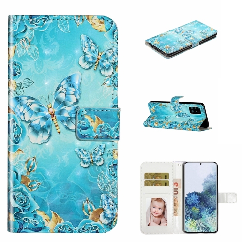 

For Samsung Galaxy A71 4G Oil Embossed 3D Drawing Leather Phone Case(Blue Butterflies)