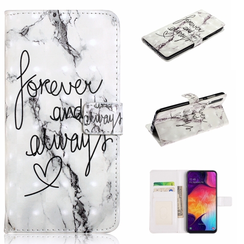 

For Samsung Galaxy A50 Oil Embossed 3D Drawing Leather Phone Case(Words Marble)