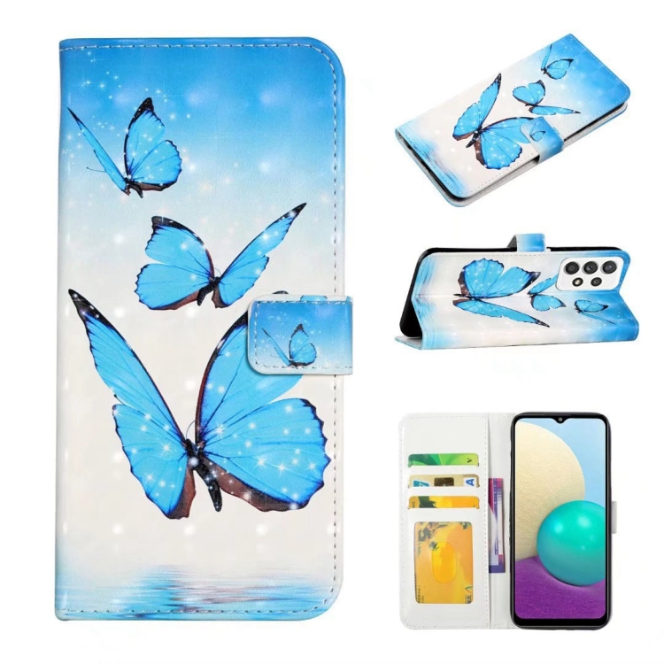 

For Samsung Galaxy A73 Oil Embossed 3D Drawing Leather Phone Case(3 Butterflies)