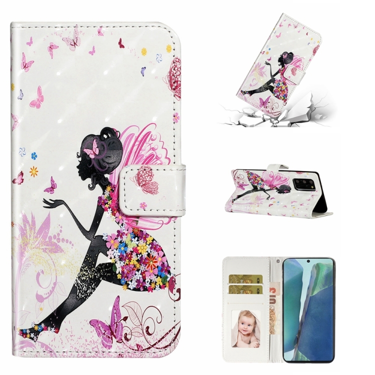 

For Samsung Galaxy Note20 Oil Embossed 3D Drawing Leather Phone Case(Flower Fairy)
