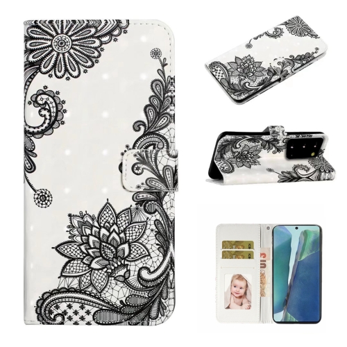 

For Samsung Galaxy Note20 Oil Embossed 3D Drawing Leather Phone Case(Lace Flower)