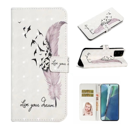 

For Samsung Galaxy Note20 Oil Embossed 3D Drawing Leather Phone Case(Feather)