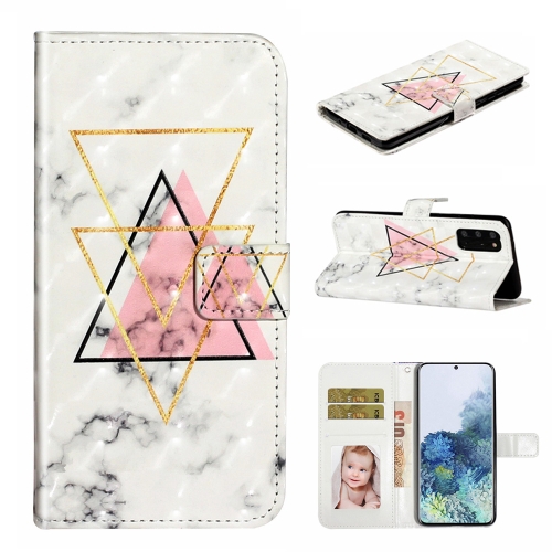 

For Samsung Galaxy S20 Oil Embossed 3D Drawing Leather Phone Case(Triangular Marble)