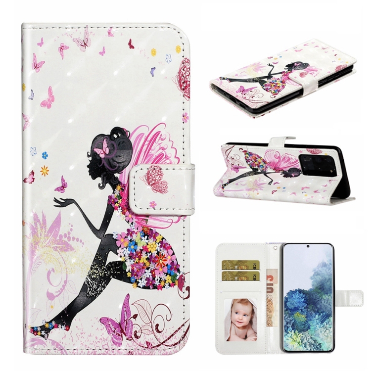 

For Samsung Galaxy S20 Ultra Oil Embossed 3D Drawing Leather Phone Case(Flower Fairy)