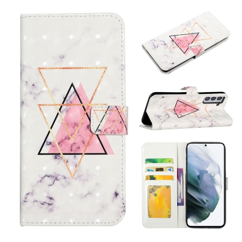 

For Samsung Galaxy S21 5G Oil Embossed 3D Drawing Leather Phone Case(Triangular Marble)