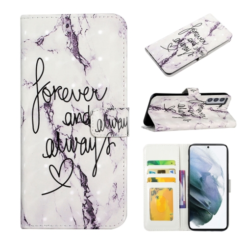 

For Samsung Galaxy S21+ 5G Oil Embossed 3D Drawing Leather Phone Case(Words Marble)