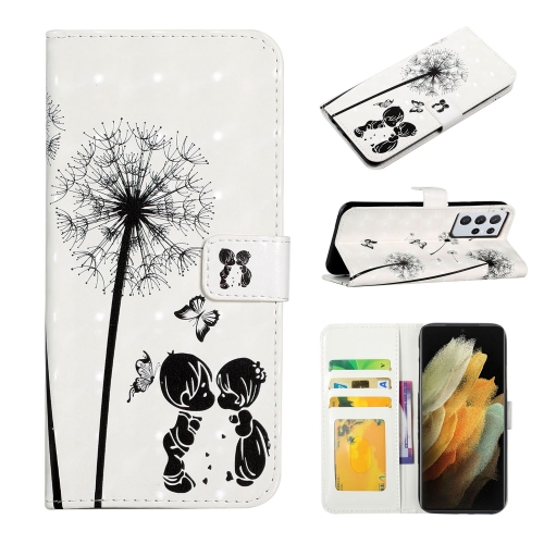 

For Samsung Galaxy S21 Ultra 5G Oil Embossed 3D Drawing Leather Phone Case(Couple Dandelion)