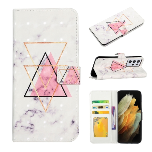 

For Samsung Galaxy S21 Ultra 5G Oil Embossed 3D Drawing Leather Phone Case(Triangular Marble)