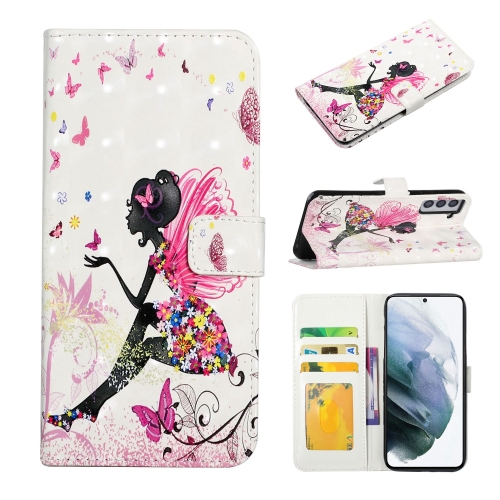 

For Samsung Galaxy S22 5G Oil Embossed 3D Drawing Leather Phone Case(Flower Fairy)