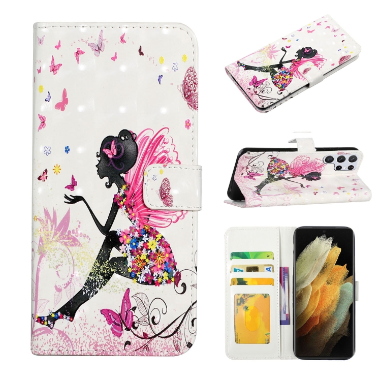 

For Samsung Galaxy S22 Ultra 5G Oil Embossed 3D Drawing Leather Phone Case(Flower Fairy)