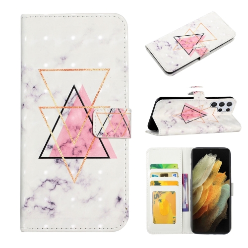 

For Samsung Galaxy S22 Ultra 5G Oil Embossed 3D Drawing Leather Phone Case(Triangular Marble)