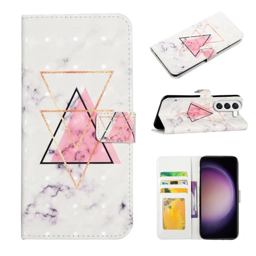 

For Samsung Galaxy S23 5G Oil Embossed 3D Drawing Leather Phone Case(Triangular Marble)