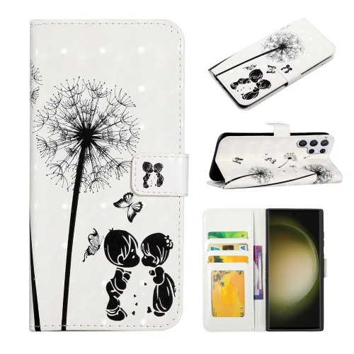 

For Samsung Galaxy S23 Ultra 5G Oil Embossed 3D Drawing Leather Phone Case(Couple Dandelion)