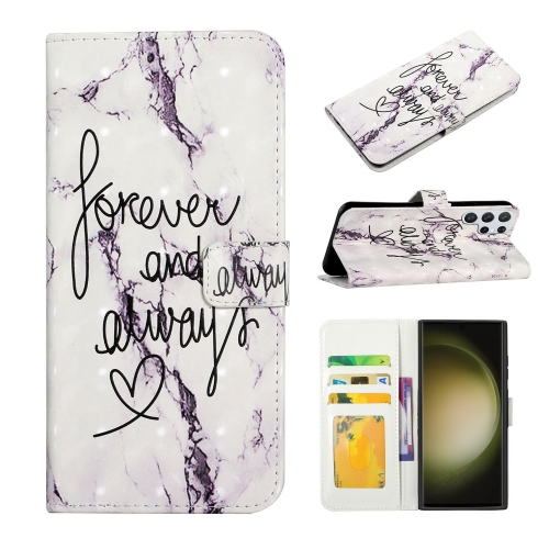 

For Samsung Galaxy S23 Ultra 5G Oil Embossed 3D Drawing Leather Phone Case(Words Marble)