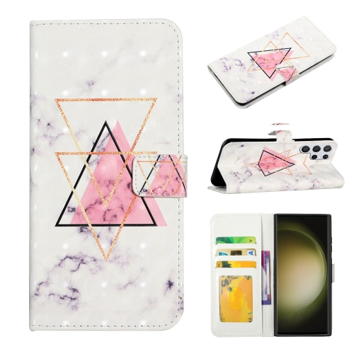 

For Samsung Galaxy S23 Ultra 5G Oil Embossed 3D Drawing Leather Phone Case(Triangular Marble)