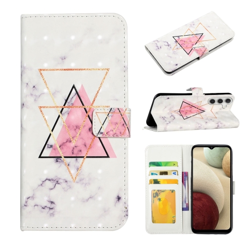 

For Samsung Galaxy A15 Oil Embossed 3D Drawing Leather Phone Case(Triangular Marble)