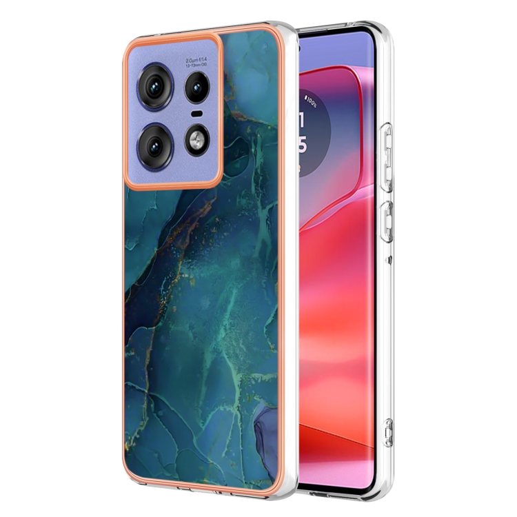 

For Motorola Edge 50 Pro Electroplating Marble Dual-side IMD Phone Case(Green 017)
