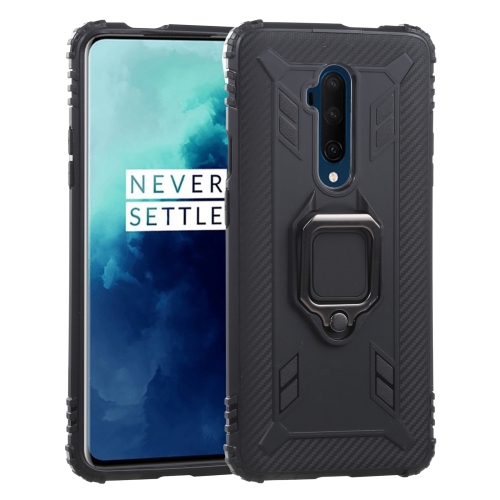 

For OnePlus 7T Pro / 7 Pro Carbon Fiber Protective Case with 360 Degree Rotating Ring Holder(Black)