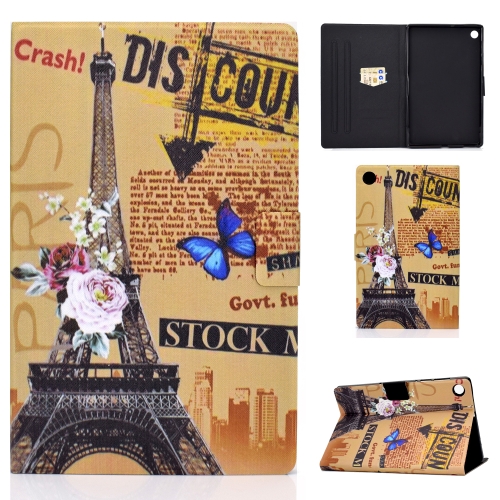 

For Samsung Galaxy Tab A9 Electric Pressed Colored Drawing Leather Tablet Case(Eiffel Tower)